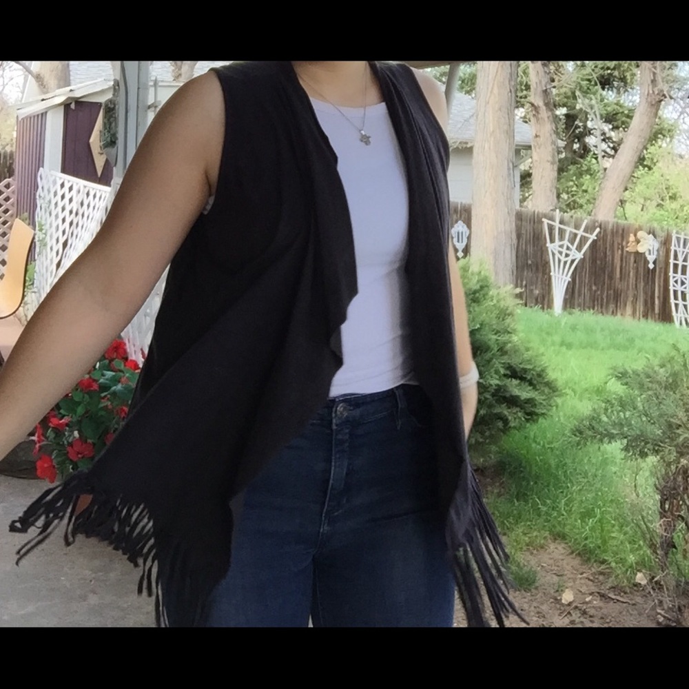 Black suede vest
